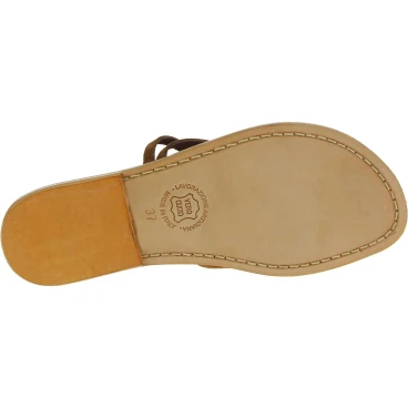Damen Riemchen-Sandalen im Haselnuss-Nubuk in Italien von Handgefertigt