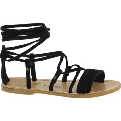 Sandalias romanas mujer en cuero nobuck negro hecho a mano