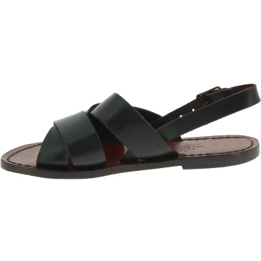 Brown leather franciscan sandals for women handmade in Italy