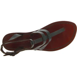 Women's thong sandals in Dark Brown Leather handmade in Italy