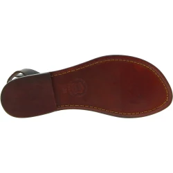 Sandalias tira en cuero marrón oscuro hecha a mano en Italia
