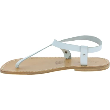 Tongs en cuir blanc pour homme artisanales