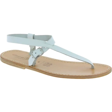 Herren Flip-Flop-Sandalen aus weißes Leder in Italien von Hand gefertigt