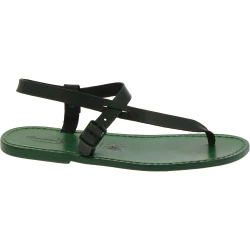 Sandalias de piel verdes para hombres hechas a mano