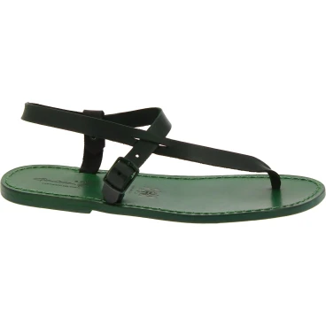 Sandalias de piel verdes para hombres hechas a mano