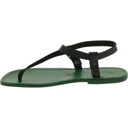 Tongs en cuir vert pour homme artisanales
