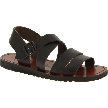 Handgefertigte Herren-Sandalen aus dunkelbraune Leder