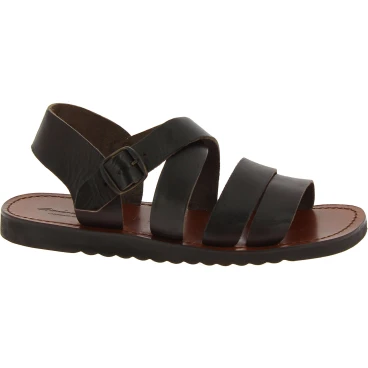Handmade in Italy men's sandals in dark brown leather