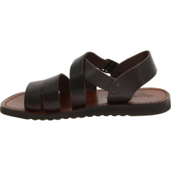 Sandales pour homme en cuir marron foncé fait à la main