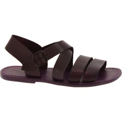 Handmade in Italy men's sandals in violet leather