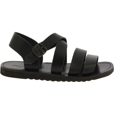 Handgefertigte Herren-Sandalen aus schwarze Leder