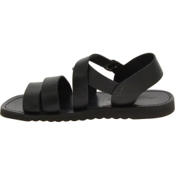 Sandali in pelle nero da uomo fatti a mano