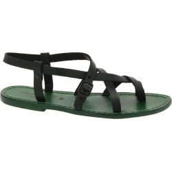 Sandales femme cuir vert fait à la main en Italie