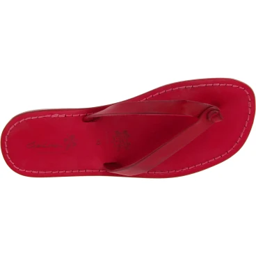 Tongs homme cuir rouge fait à la main en Italie