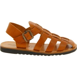 Sandales religieux homme en cuir marron artisanales