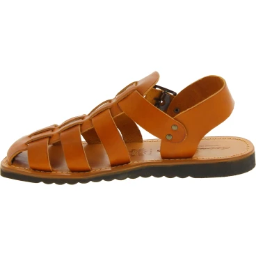 Sandales religieux homme en cuir marron artisanales