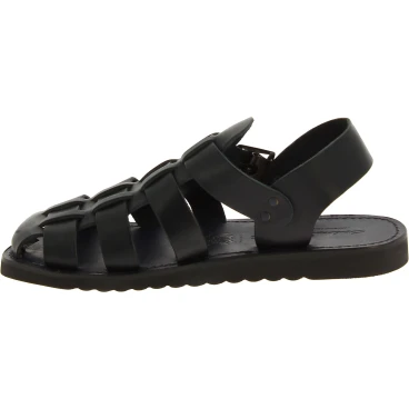 Mönchsandalen für Männer aus schwarz Leder in Italien von Handgefertigt