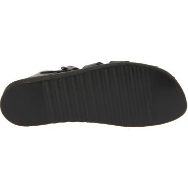 Sandalias frailes para hombre en cuero negro hechas a mano