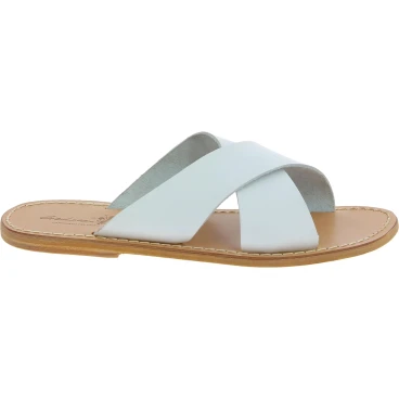 Zapatillas de hombre de cuero blanco hechas a mano en Italia