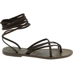Sandalias de mujer en cuero color barro hechas a mano