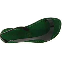 Riemchen-Sandalen für Damen aus grüne Leder in Italien von Handgefertigt