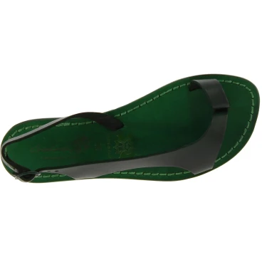 Riemchen-Sandalen für Damen aus grüne Leder in Italien von Handgefertigt