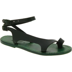Sandales cuir artisanales pour femme couleur vert