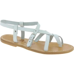 Sandalias de cuero blanco para señoras hechos a mano en Italia