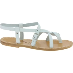 White leather flat sandals for women handmade in Italy