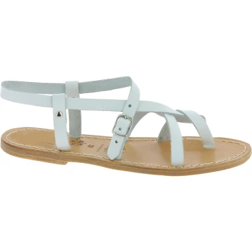 Sandalias de cuero blanco para señoras hechos a mano en Italia