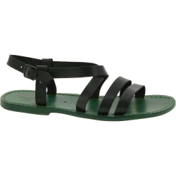 Men's green leather sandals Handmade in Italy