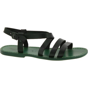 Sandales pour homme en cuir vert fait à la main