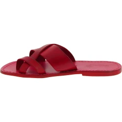 Tongs en cuir rouge pour homme fait à la main en Italie