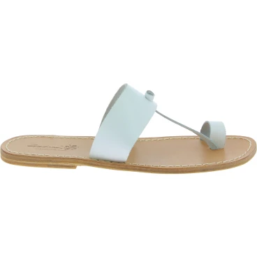 Sandals tong cuir blanc pour homme fait à la main en Italie