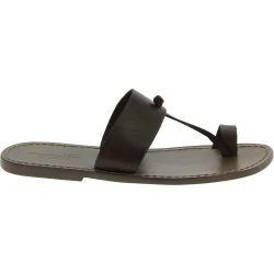 Schlammfarbene Flip-Flop-Ledersandalen für Herren in Italien von Handgefertigt