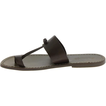 Sandals tong cuir couleur boue pour homme artisanales
