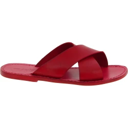 Men's leather slippers handmade in Italy in red leather