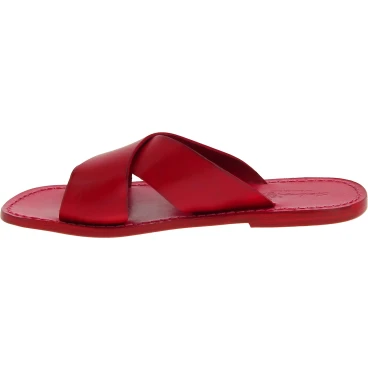 Men's leather slippers handmade in Italy in red leather