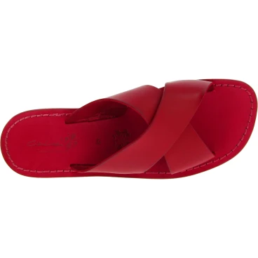 Zapatillas de cuero rojo para hombre hecho a mano en Italia