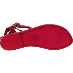 Sandalias de tiras de cuero rojo para mujeres hechos a mano