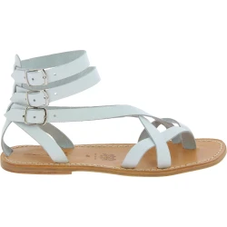 Sandalias de gladiador para hombre en piel blanca hechas a mano en Italia