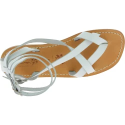 Herren-Sandalen im Gladiator-Stil aus weisse Leder in Italien Handgemacht