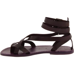 Sandalias gladiadoras romanas hombre en piel violeta hechos a mano
