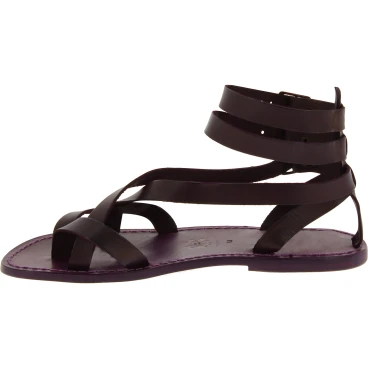 Men's violet leather roman gladiator sandals Handmade in Italy