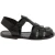 Sandalias planas negro para las mujeres reales de cuero hecho a mano en Italia