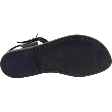 Black flat sandals for women real leather Handmade in Italy
