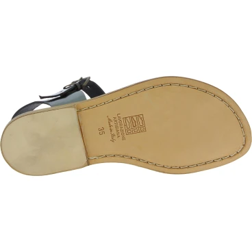 Sandalias planas para mujeres de cuero color titanio hecho a mano en Italia