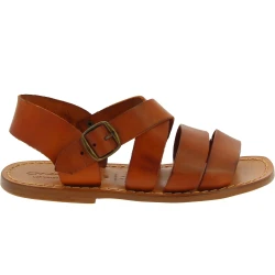 Sandales homme en cuir marron travaillé à la main en Italie