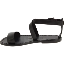 Sandales pour femme en cuir noir travaillé à la main en Italie