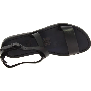 Damen-Sandalen aus schwarze Leder in Italien von Handgefertigt